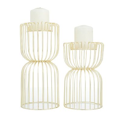 CosmoLiving by Cosmopolitan Wire Pillar Candle Holder Table Decor 2-piece Set