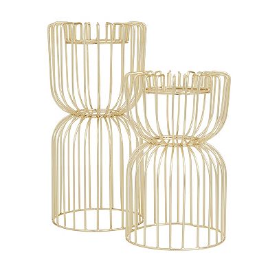 CosmoLiving by Cosmopolitan Wire Pillar Candle Holder Table Decor 2-piece Set