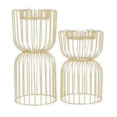 CosmoLiving by Cosmopolitan Wire Pillar Candle Holder Table Decor 2-piece Set