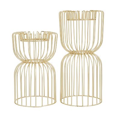 CosmoLiving by Cosmopolitan Wire Pillar Candle Holder Table Decor 2-piece Set