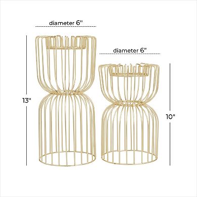 CosmoLiving by Cosmopolitan Wire Pillar Candle Holder Table Decor 2-piece Set