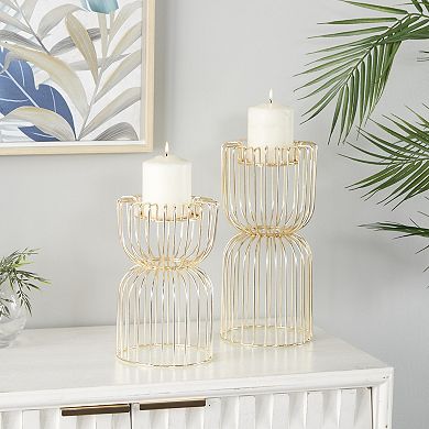 CosmoLiving by Cosmopolitan Wire Pillar Candle Holder Table Decor 2-piece Set