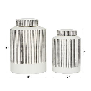 CosmoLiving by Cosmopolitan Striped Decorative Jar Table Decor 2-piece Set