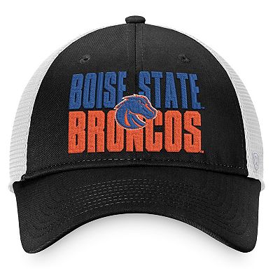 Men's Top of the World Black/White Boise State Broncos Stockpile Trucker Snapback Hat