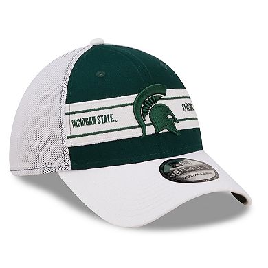 Men's New Era Green/White Michigan State Spartans Banded 39THIRTY Flex Hat