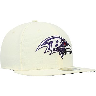 Men's New Era Cream Baltimore Ravens Chrome Dim 59FIFTY Fitted Hat