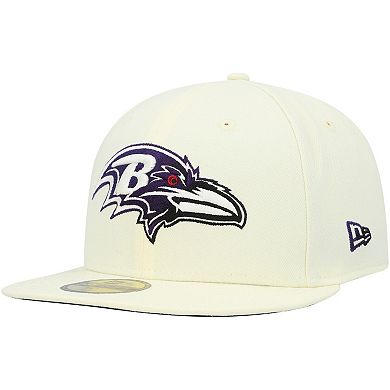 Men's New Era Cream Baltimore Ravens Chrome Dim 59FIFTY Fitted Hat