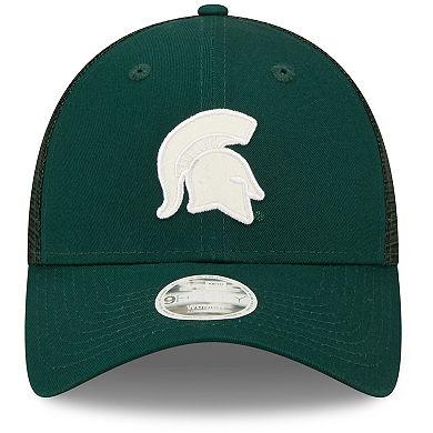 Women's New Era Green Michigan State Spartans 9FORTY Logo Spark Trucker Snapback Hat