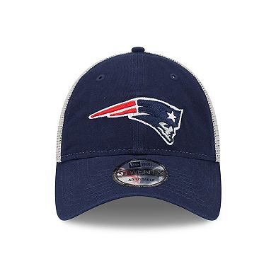 Men's New Era Navy/Natural New England Patriots Loyal 9TWENTY Trucker Snapback Hat