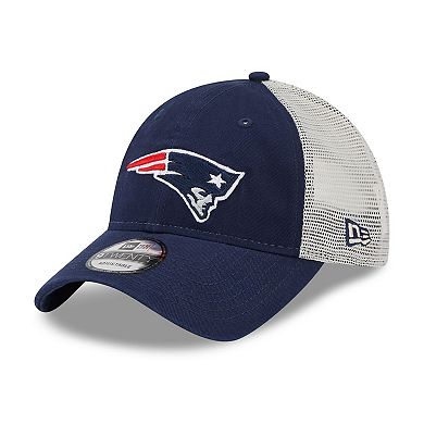 Men's New Era Navy/Natural New England Patriots Loyal 9TWENTY Trucker Snapback Hat