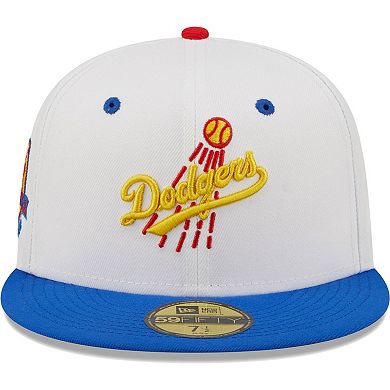 Men's New Era White/Royal Los Angeles Dodgers 50th Anniversary Cherry Lolli 59FIFTY Fitted Hat