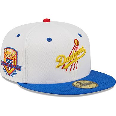Men's New Era White/Royal Los Angeles Dodgers 50th Anniversary Cherry Lolli 59FIFTY Fitted Hat