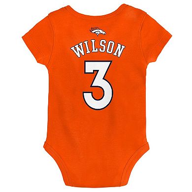 Newborn & Infant Russell Wilson Orange Denver Broncos Mainliner Player Name & Number Bodysuit