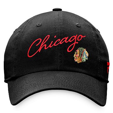 Women's Fanatics Branded Black Chicago Blackhawks True Classic Retro Script Adjustable Hat