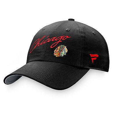 Women's Fanatics Branded Black Chicago Blackhawks True Classic Retro Script Adjustable Hat