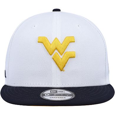 Men's New Era White/Navy West Virginia Mountaineers Two-Tone Mascot 9FIFTY Snapback Hat