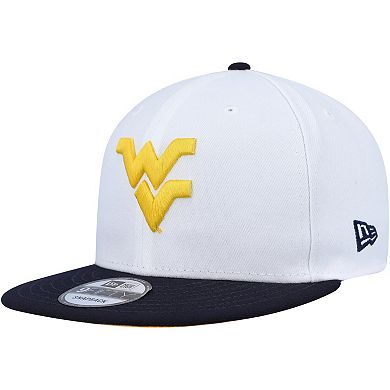 Men's New Era White/Navy West Virginia Mountaineers Two-Tone Mascot 9FIFTY Snapback Hat