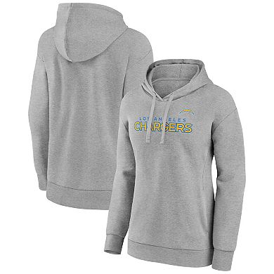 Women's Fanatics Branded Heathered Gray Los Angeles Chargers Checklist Crossover V-Neck Pullover Hoodie