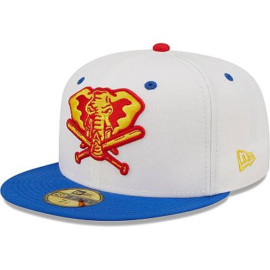 Men's New Era White/Royal Oakland Athletics 50th Anniversary in Oakland Cherry Lolli 59FIFTY Fitted Hat