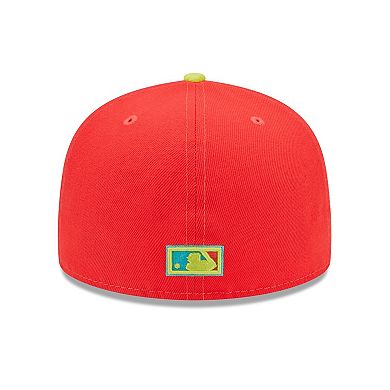 Men's New Era Red/Neon Green Washington Nationals 2008 Inaugural Season  Lava Highlighter Combo 59FIFTY Fitted Hat