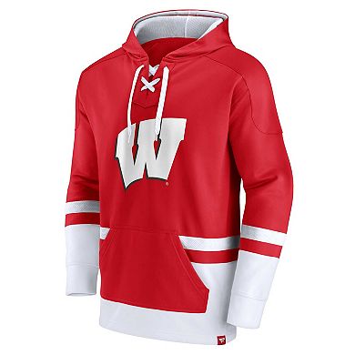 Men's Fanatics Branded Red Wisconsin Badgers First Battle Pullover Hoodie