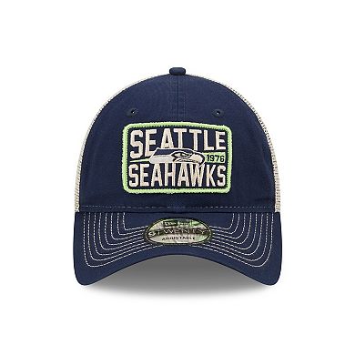 Men's New Era College Navy/Natural Seattle Seahawks  Devoted Trucker 9TWENTY Snapback Hat