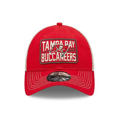 Men's New Era Red/Natural Tampa Bay Buccaneers Devoted Trucker 9TWENTY Snapback Hat