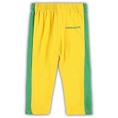 Infant Green/Yellow Oregon Ducks Little Kicker Long Sleeve Bodysuit and Sweatpants Set