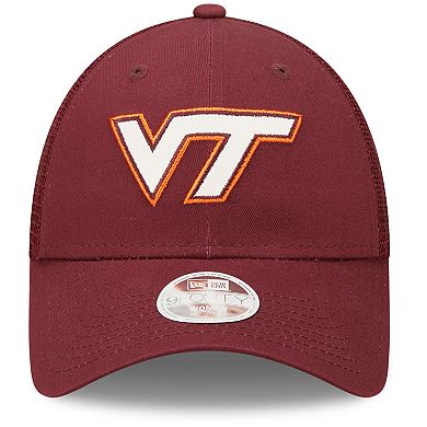 Women's New Era Maroon Virginia Tech Hokies 9FORTY Logo Spark Trucker Snapback Hat