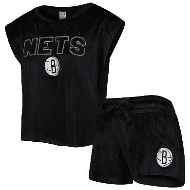 Women's Concepts Sport Black Brooklyn Nets Intermission T-Shirt & Shorts Sleep Set