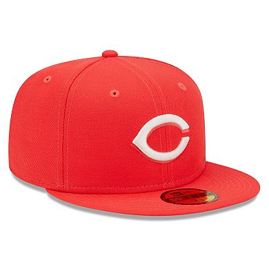 Men's New Era Red Cincinnati Reds Lava Highlighter Logo 59FIFTY Fitted Hat