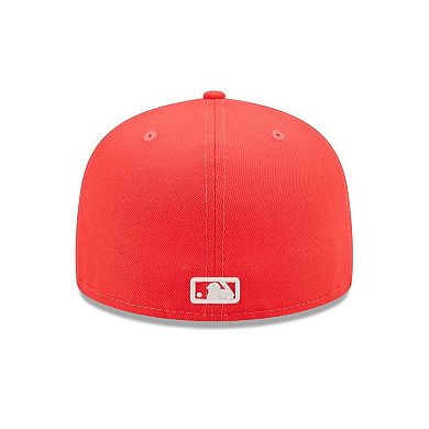 Men's New Era Red Los Angeles Dodgers Lava Highlighter Logo 59FIFTY Fitted Hat