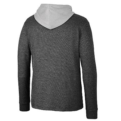 Men's Colosseum Black Washington State Cougars Ballot Waffle-Knit Thermal Long Sleeve Hoodie T-Shirt