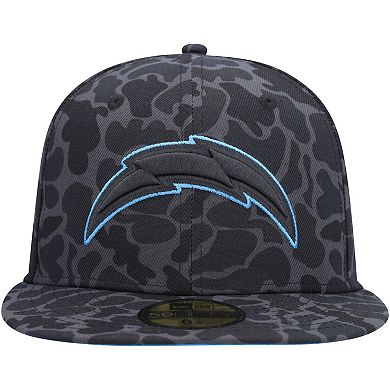 Men's New Era Black Los Angeles Chargers Amoeba Camo 59FIFTY Fitted Hat