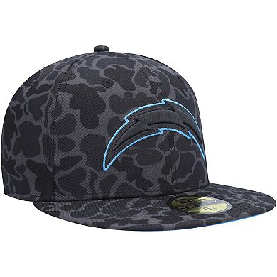 Men's New Era Black Los Angeles Chargers Amoeba Camo 59FIFTY Fitted Hat