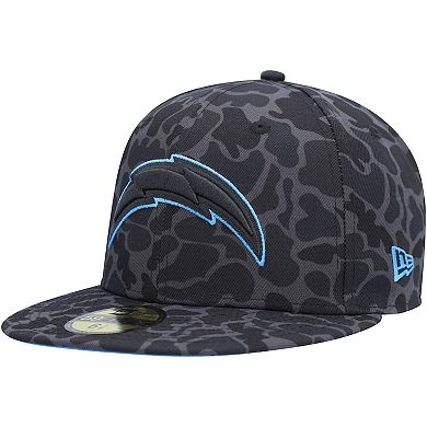 Men's New Era Black Los Angeles Chargers Amoeba Camo 59FIFTY Fitted Hat