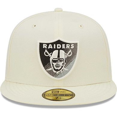 Men's New Era Cream Las Vegas Raiders Chrome Dim 59FIFTY Fitted Hat