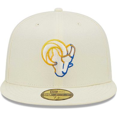 Men's New Era Cream Los Angeles Rams Chrome Dim 59FIFTY Fitted Hat