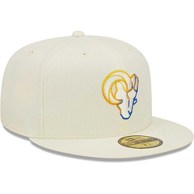Men's New Era Cream Los Angeles Rams Chrome Dim 59FIFTY Fitted Hat