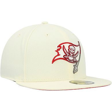 Men's New Era Cream Tampa Bay Buccaneers Chrome Dim 59FIFTY Fitted Hat