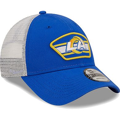 Men's New Era Royal/White Los Angeles Rams Logo Patch Trucker 9FORTY Snapback Hat