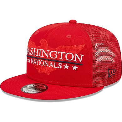 Men's New Era Red Washington Nationals Patriot Trucker 9FIFTY Snapback Hat