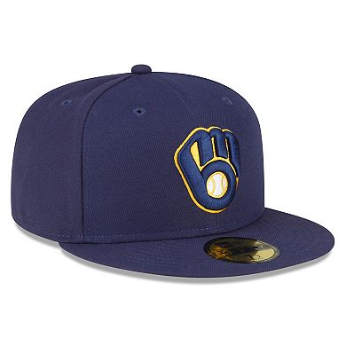 Men's New Era Navy Milwaukee Brewers Authentic Collection Replica 59FIFTY Fitted Hat