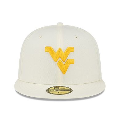 Men's New Era White West Virginia Mountaineers Chrome Color Dim 59FIFTY Fitted Hat