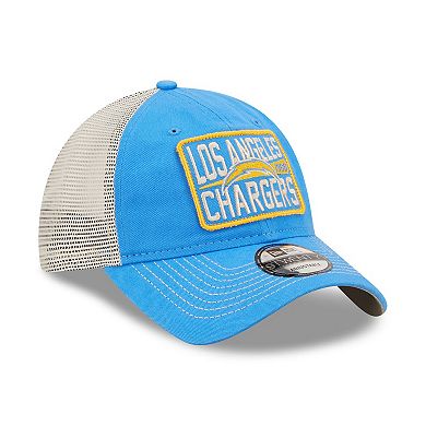 Men's New Era Powder Blue/Natural Los Angeles Chargers Devoted Trucker 9TWENTY Snapback Hat