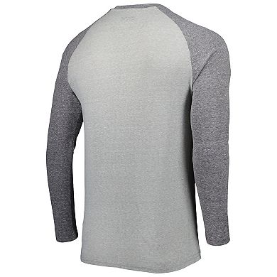 Men's Concepts Sport Heather Gray Tampa Bay Buccaneers Ledger Raglan Long Sleeve Henley T-Shirt