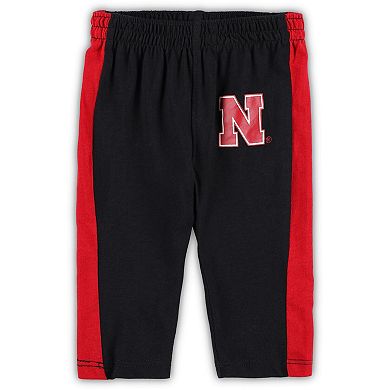 Newborn & Infant Scarlet/Black Nebraska Huskers Little Kicker Long Sleeve Bodysuit & Sweatpants Set