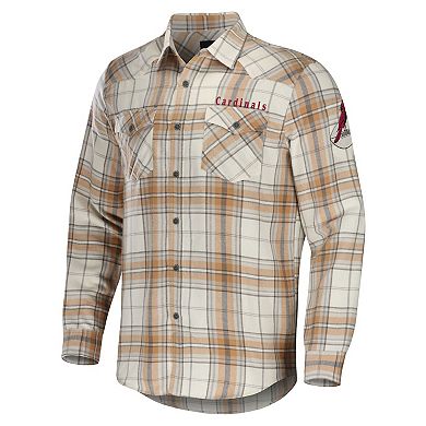 Men's NFL x Darius Rucker Collection by Fanatics Tan Arizona Cardinals Flannel Long Sleeve Button-Up Shirt