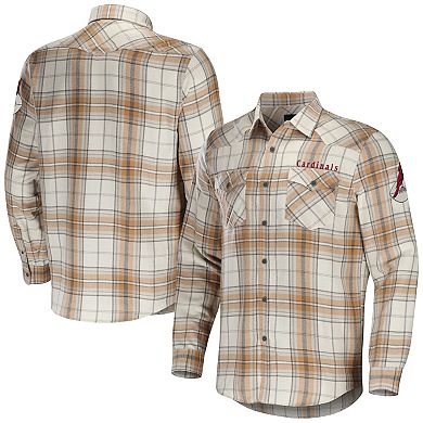 Men's NFL x Darius Rucker Collection by Fanatics Tan Arizona Cardinals Flannel Long Sleeve Button-Up Shirt