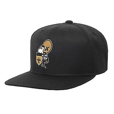 Youth Mitchell & Ness Black New Orleans Saints Gridiron Classics Ground Snapback Hat